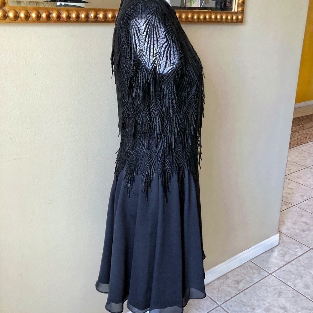 Vintage Tiered Embroidered Feather Leaf
A-line Fit&Flare Whimsical Goth Dress - Picture 6 of 13